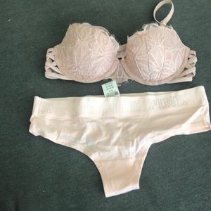 Pink bra and panty set